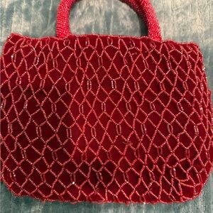 Chic Red Beaded Mini Bag